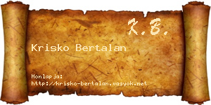 Krisko Bertalan névjegykártya